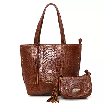  Kit Bolsa grande Couro Legitimo Croco e mini caramelo ref:DM-03ACR - Daniella Marques | Bolsas Femininas em Couro