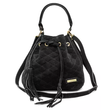 Bolsa saco media metalasse preto REF:DM-18M - Daniella Marques | Bolsas Femininas em Couro