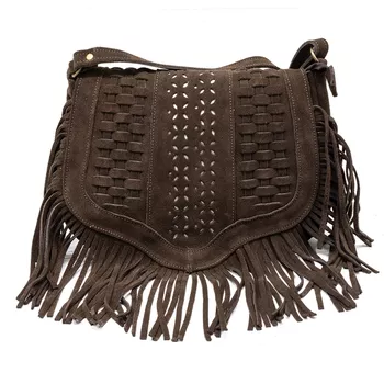 Bolsa Couro Legítimo camurça MARROM REF:DM-16CM - Daniella Marques | Bolsas Femininas em Couro