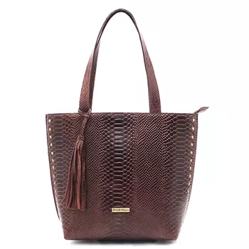 Bolsa Grande Couro Legitimo Croco chocolate REF:DM-03CR - Daniella Marques | Bolsas Femininas em Couro