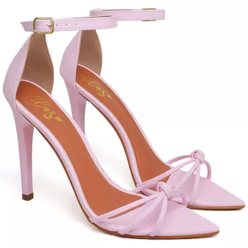 ひよこ 7912 Sandália Salto Alto Bico Folha Cristal | ELLA´S ONLINE