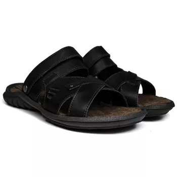 Sandália Papete Masculina de Couro Preto - FrancaSapatos | Sapatos em Couro Direto da Fábrica