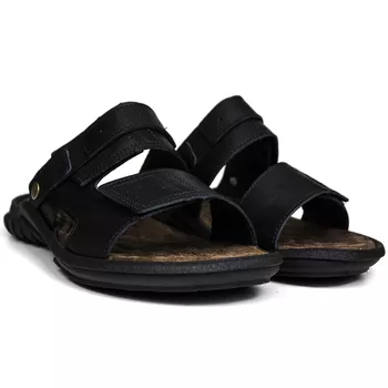 Sandália Papete Masculina de Couro Preto - FrancaSapatos | Sapatos em Couro Direto da Fábrica