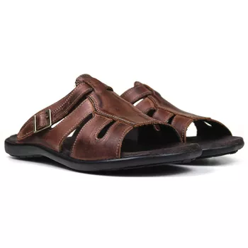 Chinelo Masculino de Couro Havana 900 - FrancaSapatos | Sapatos em Couro Direto da Fábrica