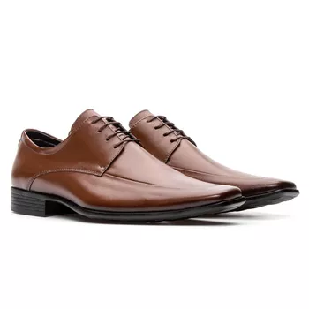 Sapato Social Masculino Couro Derby De Amarrar Whisky - FrancaSapatos | Sapatos em Couro Direto da Fábrica