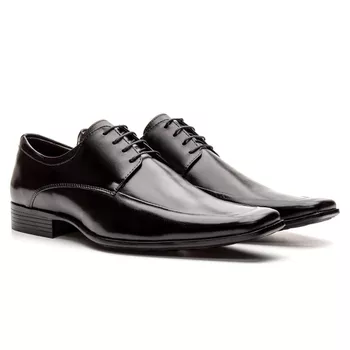 Sapato Social Masculino Couro Derby De Amarrar Preto - FrancaSapatos | Sapatos em Couro Direto da Fábrica