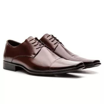 Sapato Social Masculino Couro Derby De Amarrar Marrom - FrancaSapatos | Sapatos em Couro Direto da Fábrica