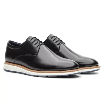 Sapato Casual Masculino Derby Comfort Preto - FrancaSapatos | Sapatos em Couro Direto da Fábrica
