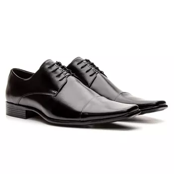 Sapato Social Masculino Couro Derby De Amarrar Preto - FrancaSapatos | Sapatos em Couro Direto da Fábrica
