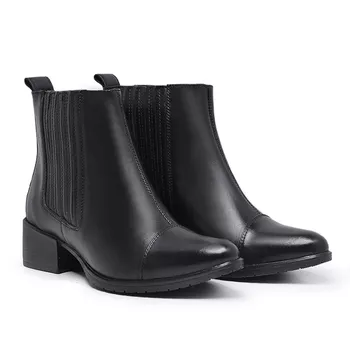 Bota Feminina Chelsea Elástico Lateral Couro Preto - FrancaSapatos | Sapatos em Couro Direto da Fábrica