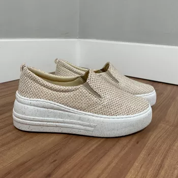 Slip On Malu - Tecido Palha - B482 - Outlet Banana Rosa