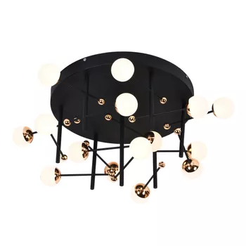 Plafon Fuxico Preto / Dourado 15xled 3w - PinteDecore