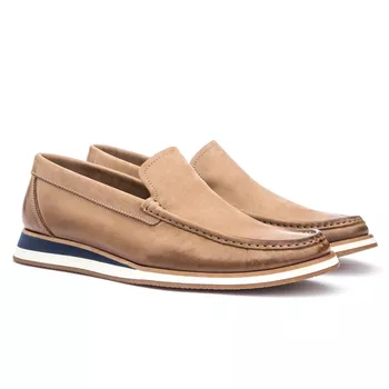 Mocassim Casual Masculino Nobuck Bege - Rambourg | Sapatos em Couro