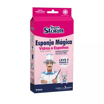Esponja Mágica Super Storm Vidros e Espelhos c/ 3 unid - Pulvitec - Ritec Máquinas e Ferramentas