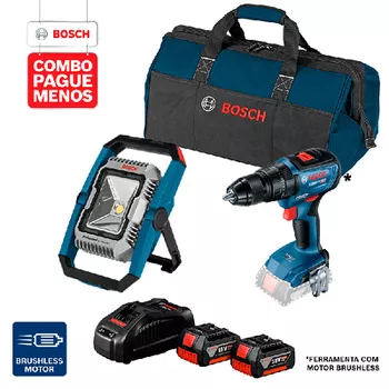 Combo Pague Menos Bosch 18V - Parafus. e Furadeira de Impacto de Impacto GSB 18V-50 + Lanterna GLI 18V-1900, 2 baterias ... - Ritec Máquinas e Ferramentas