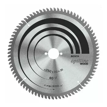 Disco de serra circular Bosch Optiline Wood ø254, furo de 30 mm, espessura de 1,8 mm, 80 dentes - Ritec Máquinas e Ferramentas