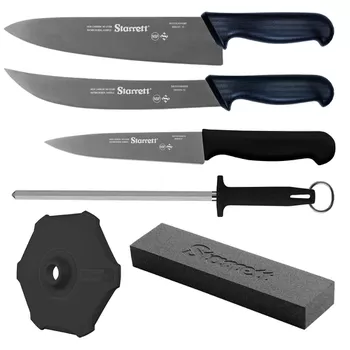 Kit de Facas Profissionais Barbecue Preto 6 Peças (BKK-6B) - Starrett - Ritec Máquinas e Ferramentas