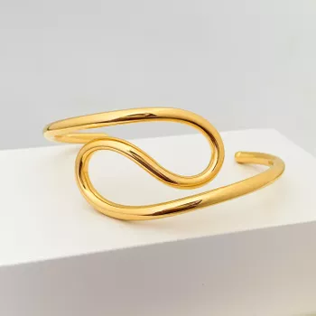 Bracelete Tubo Ondulado Banhado a Ouro 18k - 10118... - Roanne Jóias