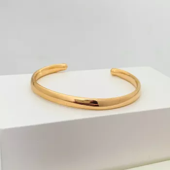 Bracelete Aberto Liso Banhado a Ouro 18k - 1011831... - Roanne Jóias