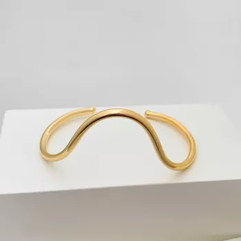 Bracelete Ondulado Aberto Banhado A Ouro 18k - 10... - Roanne Jóias