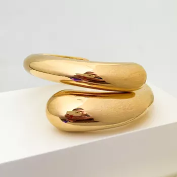 Bracelete Aberto Abaulado Banhado a Ouro 18k - 106... - Roanne Jóias
