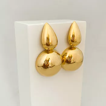 Brinco Gota e Bola Banhado a Ouro 18k - 106012 - Roanne Jóias