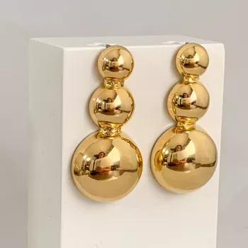 Brinco Esferas Banhado a Ouro 18k - 106014 - Roanne Jóias