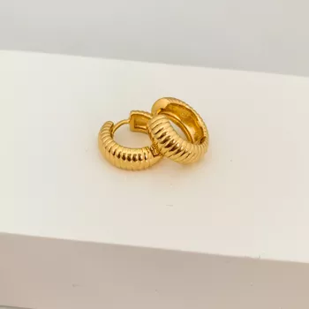 Argola Texturizada Banhada a Ouro 18k - 106456 - Roanne Jóias