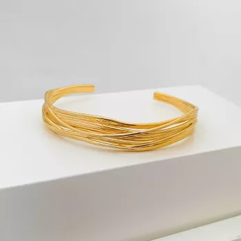 Bracelete Fios Entrelaçados Banhado a Ouro 18k - 1... - Roanne Jóias