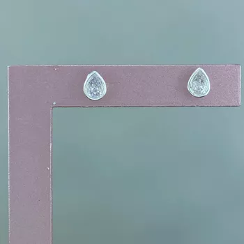 Brinco Zircônia Gota Branca Prata 925 - 107856 - Roanne Jóias