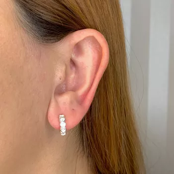 Argola com Coração e Zircônia Prata 925 - 107993 - Roanne Jóias