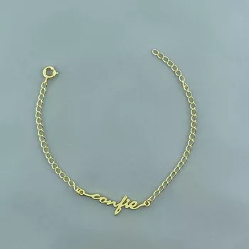 Pulseira com Palavra Confie Semijoia - 108294 - Roanne Jóias