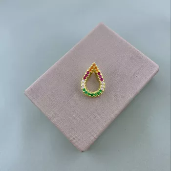 Pingente Gota com ZIrconia Colorida - 106991 - Roanne Jóias