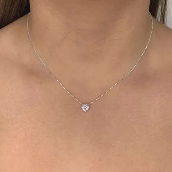 Corrente Ponto de Luz Coração Zirconia Cristal 7x6... - Roanne Jóias