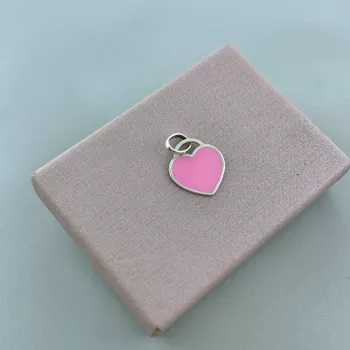 Pingente Coração Rosa Resinado Prata 925 - 1011578... - Roanne Jóias
