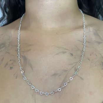 Corrente Elo Coraçao 60cm 3,4gr Prata 925 - 101183... - Roanne Jóias