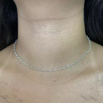 Corrente Elos Coraçao 40cm 2,4gr Prata 925 - 10118... - Roanne Jóias