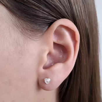 Brinco Baby Coraçao Zirconia Cristal Prata 925 - 1... - Roanne Jóias