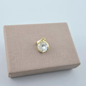 Pingente Solitário Zirconia Cristal 8mm Semijoia -... - Roanne Jóias