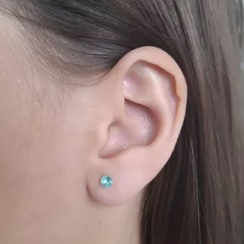 Brinco Baby 5mm Zirconia Verde Prata 925 - 1011832... - Roanne Jóias