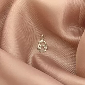 Pingente Menina Vazado Ponto Zirconia Trança Prata... - Roanne Jóias