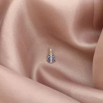 Pingente Nossa Senhora com Zirconia Azul Prata 925... - Roanne Jóias