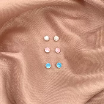 Trio Brinco Redondo Zirconia Colorida Prata 925 - ... - Roanne Jóias