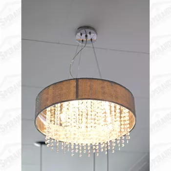 LUSTRE DE TETO EM METAL E TECIDO 