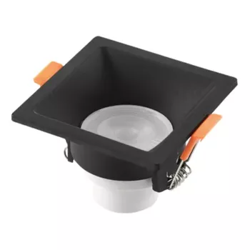 SPOT PRETO RECUADO DE EMBUTIR QUADRADO 74MM 3W LED 6500K BLUMENAU