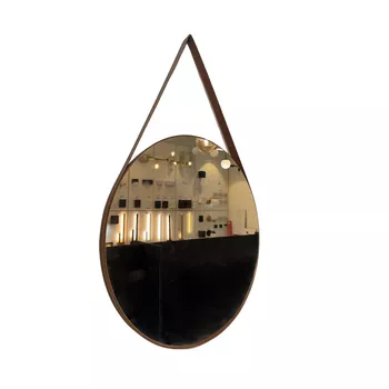 ESPELHO RED.ADNET COURO CARAMELO 62CM /ES-AD-62-CR/