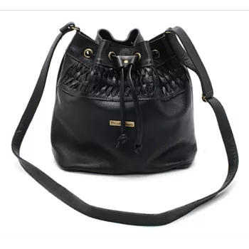 Bolsa Saco Couro Legitimo Liso preta REF:DM-13 - Daniella Marques | Bolsas Femininas em Couro