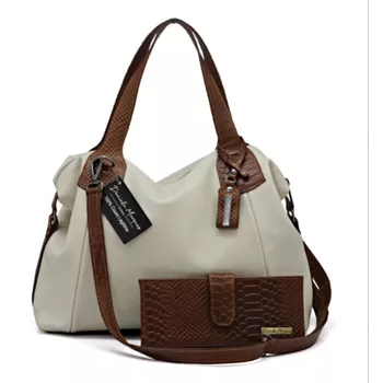 Kit bolsa grande off white com alça caramelo e carteira croco caramelo couro legítimo ref:DM-1B - Daniella Marques | Bolsas Femininas em Couro