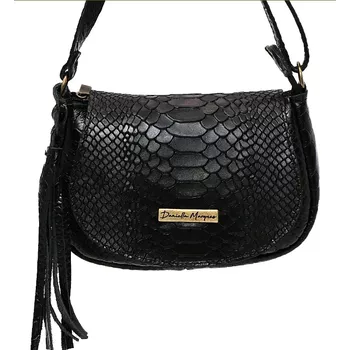 Mini Bolsa Couro legítimo croco Preta ref:DM-15CR - Daniella Marques | Bolsas Femininas em Couro