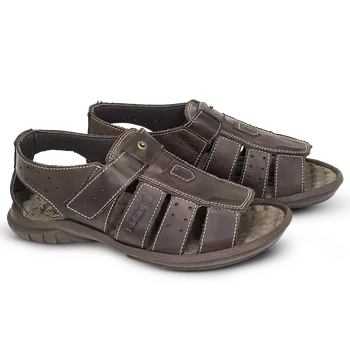 Sandália Papete Masculina de Couro Café - FrancaSapatos | Sapatos em Couro Direto da Fábrica